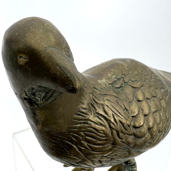 Vintage Brass Pheasant Figurine MCM Decor Collectible 13" Length - Picture 4 of 8